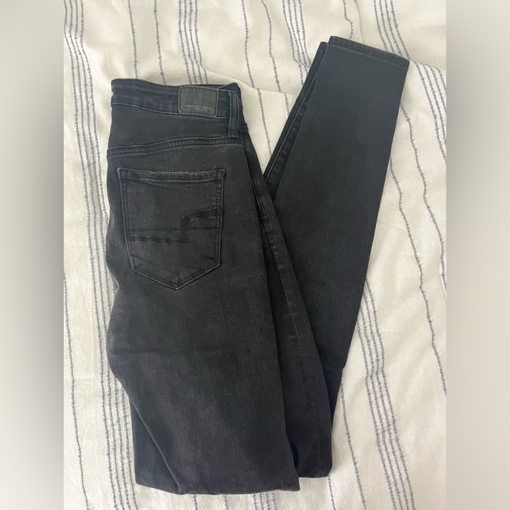 Black American Eagle Super Hi Rise Jegging